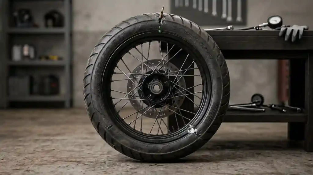 bike tyre puncture from a thorn