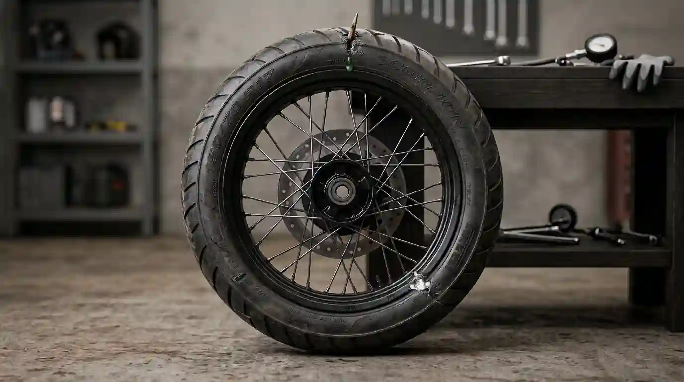 bike tyre puncture from a thorn