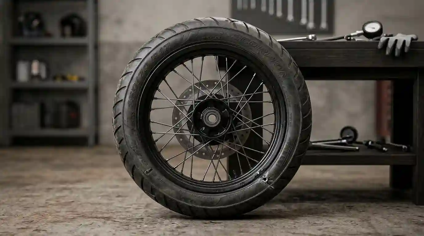 bike tyre puncture near the rim