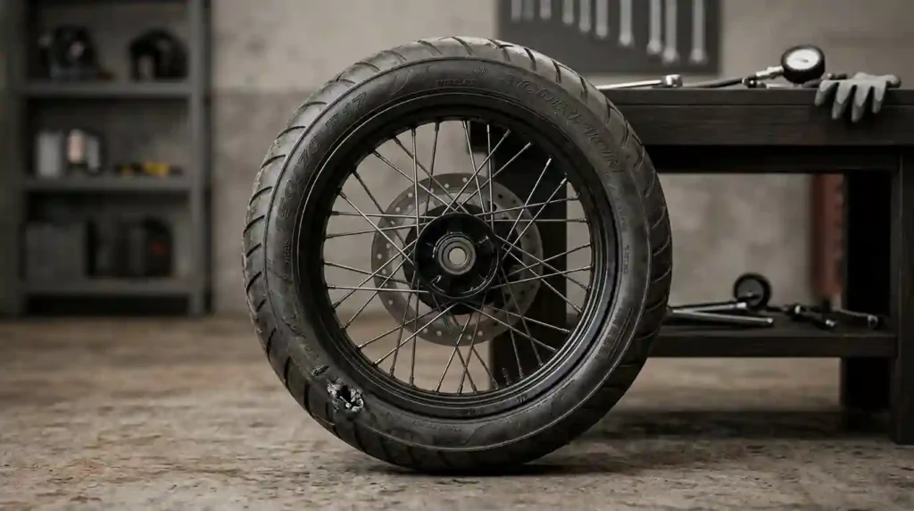 bike tyre puncture on the sidewall