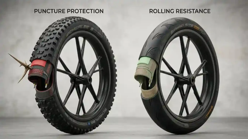 bike tyres for puncture protection vs rolling resistance
