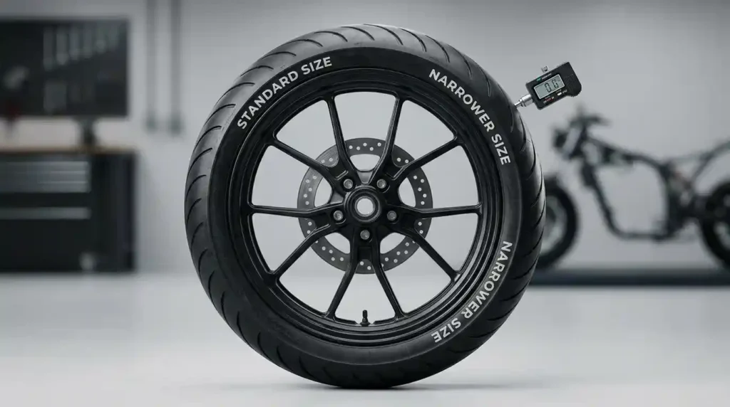 can I use narrower tyres on my bike