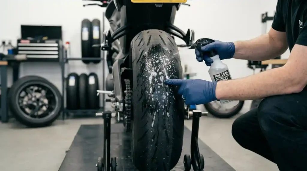 how to find a puncture in a bike tyre