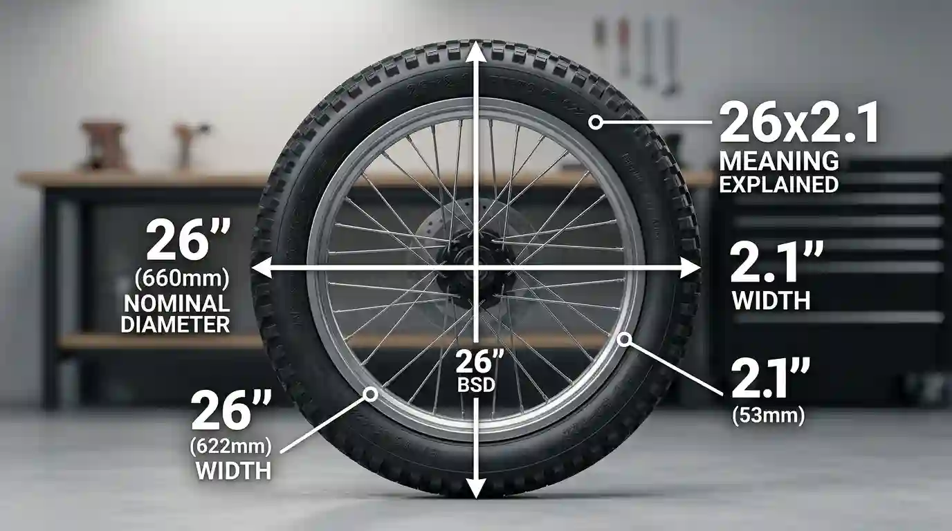 what does 26x2.1 mean on a bike tyre